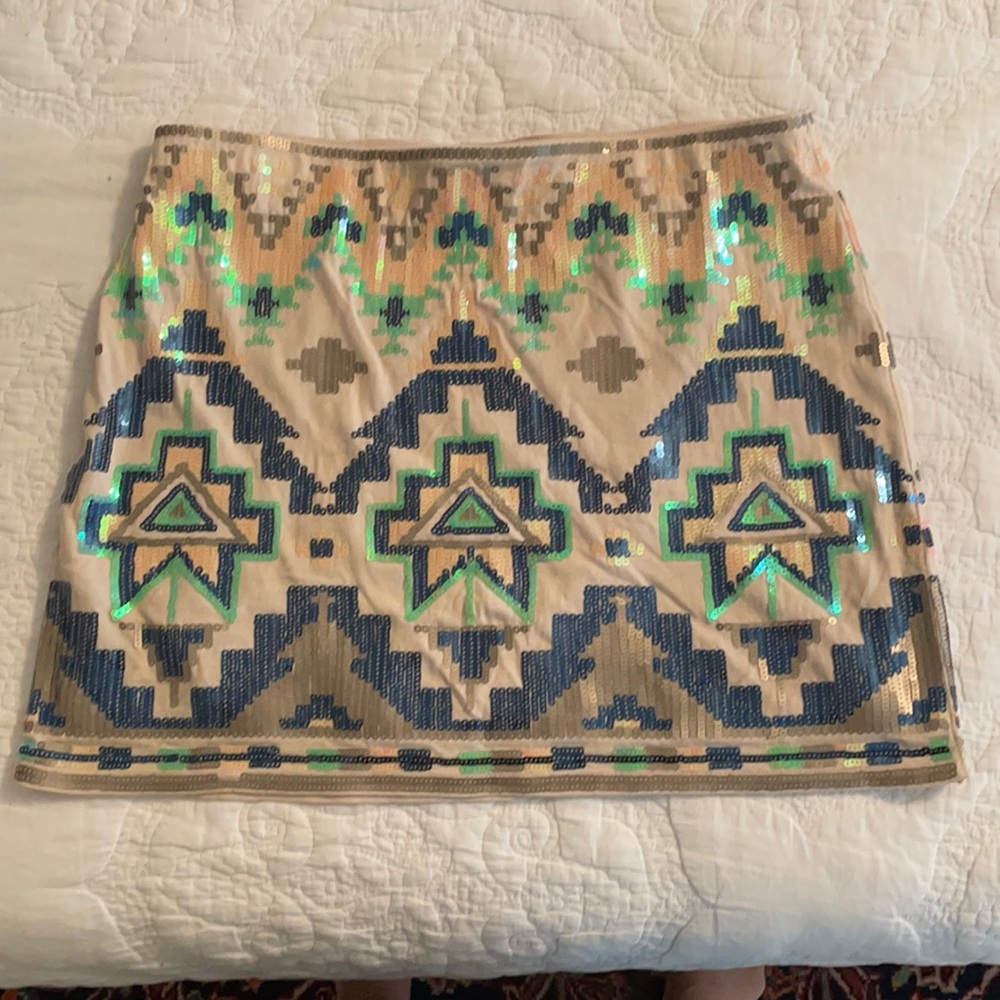 XS metallic sequin mini skirt